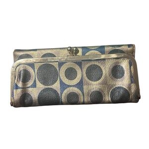Hobo The Original LAUREN Wallet Double Frame Clutch Leather Metallic Gold